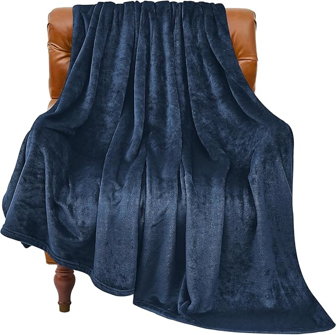 BEDELITE Fleece Blanket Navy Blue Throw Blanket by BEDELITE