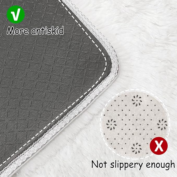 White Rug for Living Room 6x9ft Fluffy Area Rug Mat Bedside Throw Rug for - Image 3