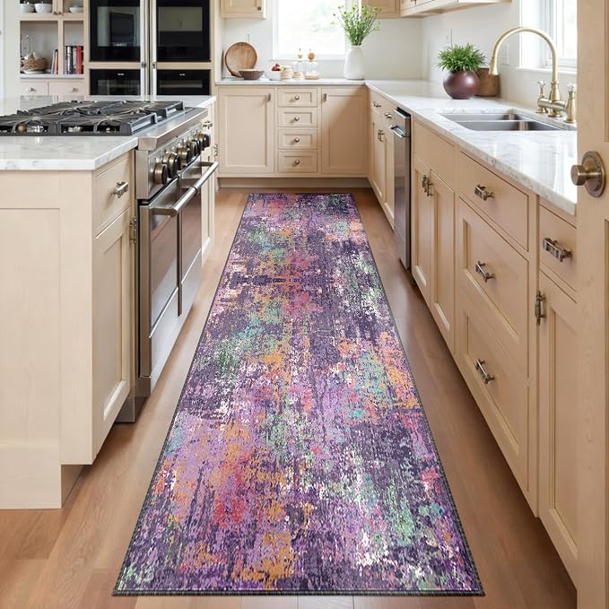 Washable Area Rugs 2'x6' Non-Slip Modern Abstract Soft by RELEANY