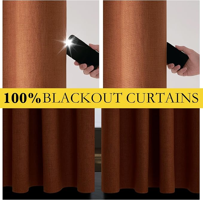 NICETOWN 100% Absolutely Blackout Linen Curtains - Image 2