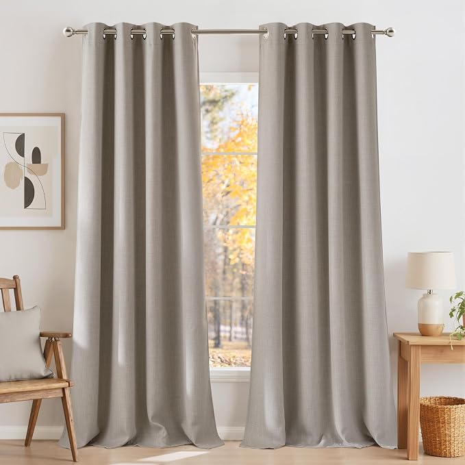 NICETOWN Faux Linen Angora Blackout Curtains 84 inches Long by NICETOWN