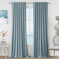 Guken Blue 100% Blackout Linen Curtains 132 Inch Length 2 Panels Set by Guken