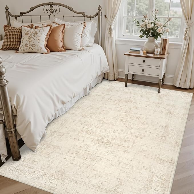 6x9 Area Rugs for Living Room: Vintage Boho Neutral Washable Rug Indoor Soft - Image 2
