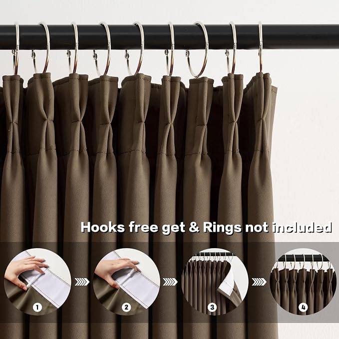 Brown Blackout Curtains 138 Inches Long, Extra Long Pinch Pleats Living Room - Image 2