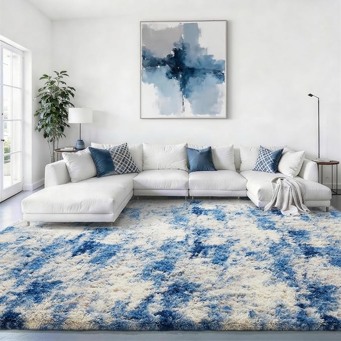 Ophanie Blue White and Grey Area Rugs by Ophanie