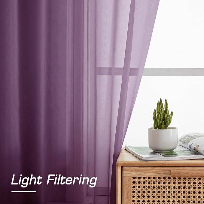 OWENIE Sheer Curtains 72 Inches Long 2 Panels Set, Transparent Light Filtering - Image 4