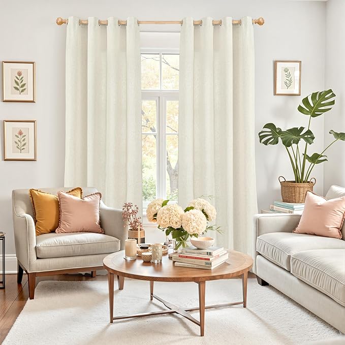 YoungsTex Natural Linen Curtains 90 Inches Long 2 Panels - Image 2