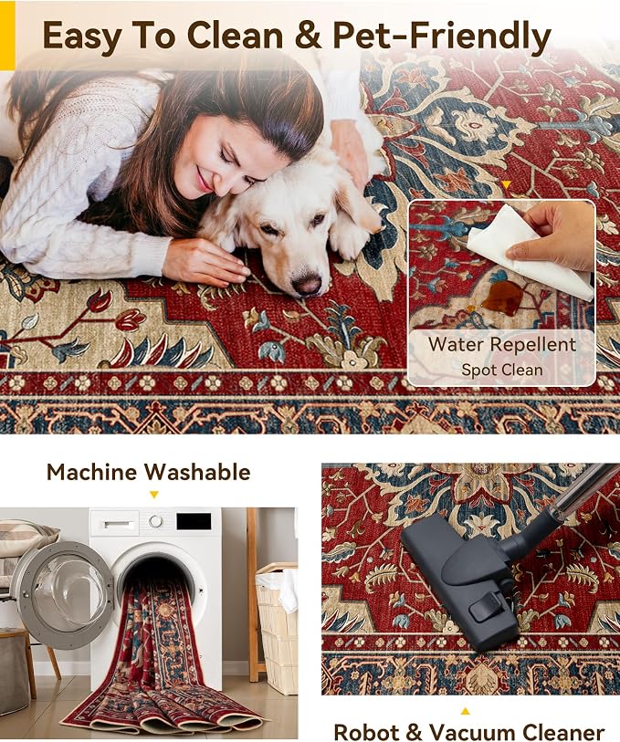RELEANY Washable Area Rug, Runner 2'x6', Water Repellent, Pet Friendly - Image 6