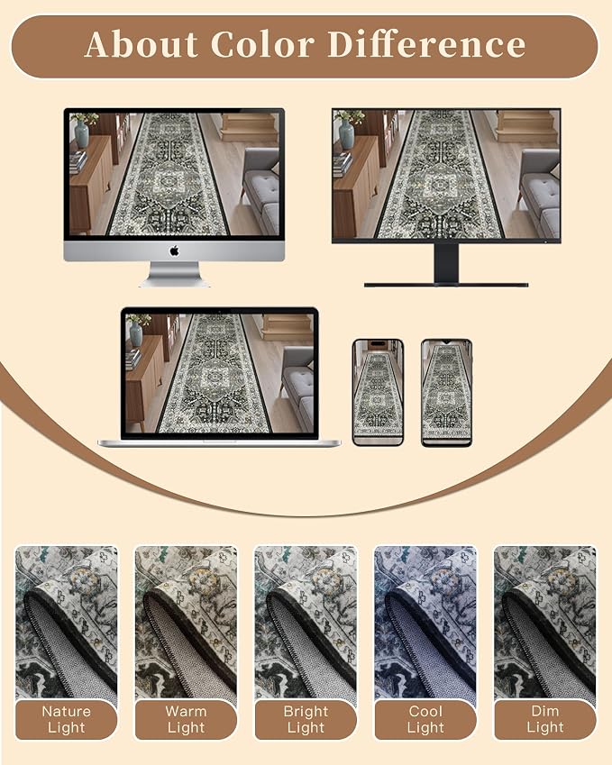 Madane Washable Kitchen Runner Rug 2x6, Ultra-Thin Non-Slip Hallway Runner - Image 9
