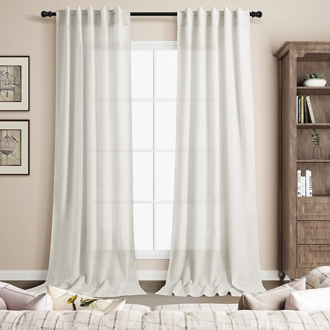 Cream Linen Curtains 108 inches Long - Image 7