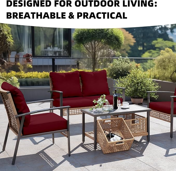 8Pcs Outdoor Cushion Covers, Patio Cushion Covers, Stretch Elastic Slipcovers - Image 4