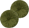 HIG Set of 2 Decorative Round Pleated Throw Pillows, Classy Accent Pumpkin by HIG