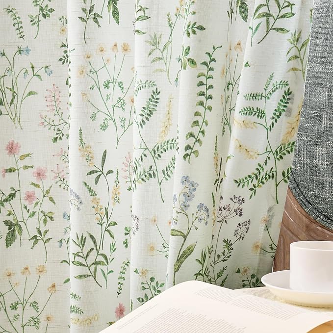 jinchan Floral Linen Blend Curtains - Image 2