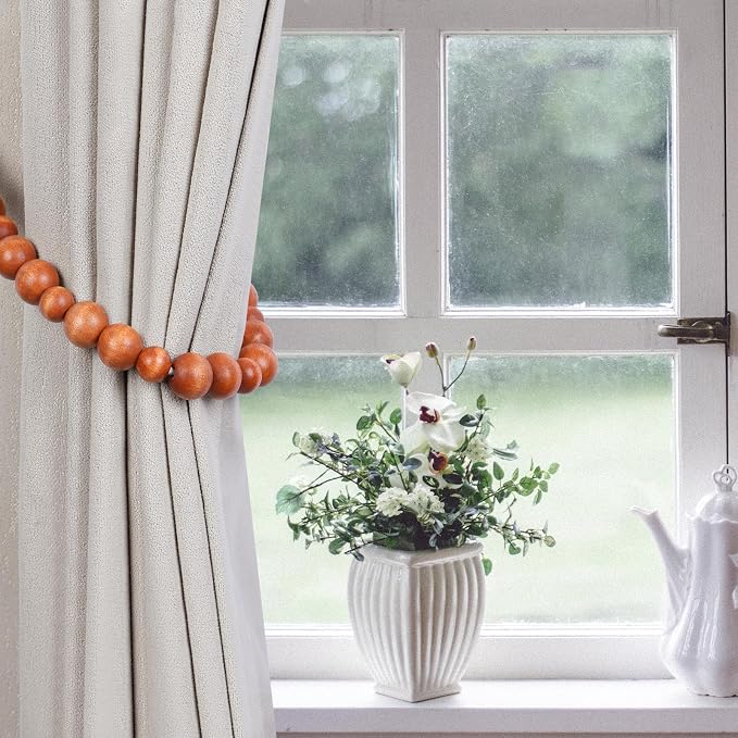 Wood Bead Curtain Tiebacks, KLOGTSIND Set of 4 Curtain Holdbacks - Image 7