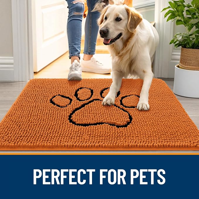 OLANLY Dog Door Mat for Muddy Paws 36x24, Paw Print Design, Absorbs Moisture - Image 6