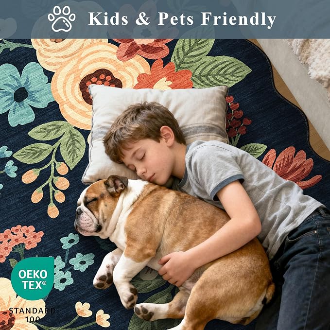 DUKINO 2x6 Runner Rug, Floral Washable Rug - Image 4