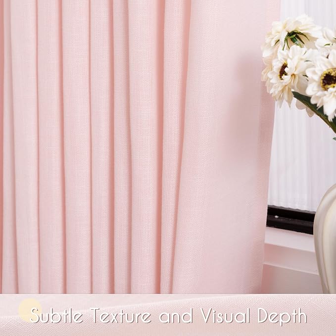 Light Pink Linen Back Tab Curtains 102 Inches Long - Image 4