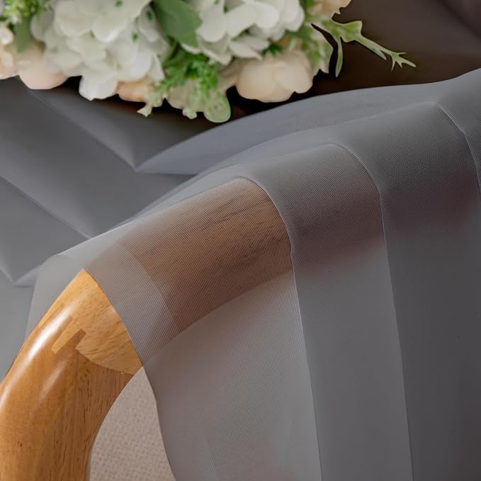 Lecloud Charcoal Grey Sheer Curtains 78 Inches Long 2 Panels, Light Filtering - Image 7