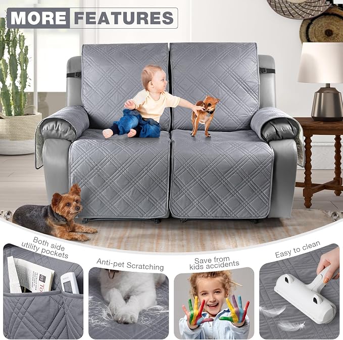 TAOCOCO 100% Waterproof Oversized Loveseat Recliner Cover, Non Slip Split Couch - Image 6