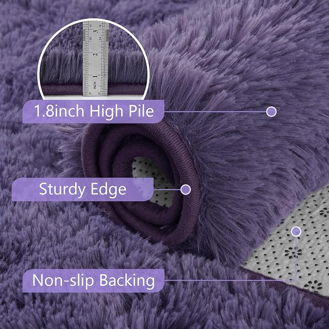 4x6 Taro Purple Fluffy Soft Area Rug Non-Slip - Image 6