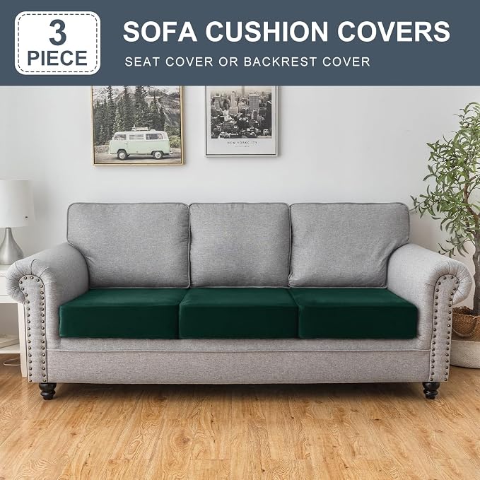 Couch Cover Stretch Velvet Sofa Cushion Cover 3-Piece - Image 3