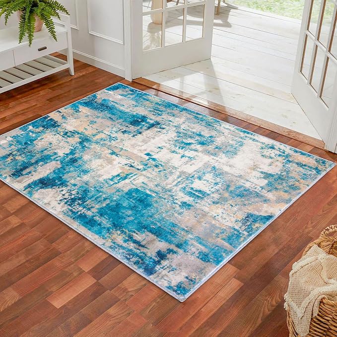KOZYFLY Modern Abstract 3x5 Area Rug Washable Bedroom Rug Throw Entry Mat - Image 5