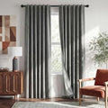 RYB HOME 100% Blackout Linen Textured Curtains 96 inches Long, Thermal by RYBHOME