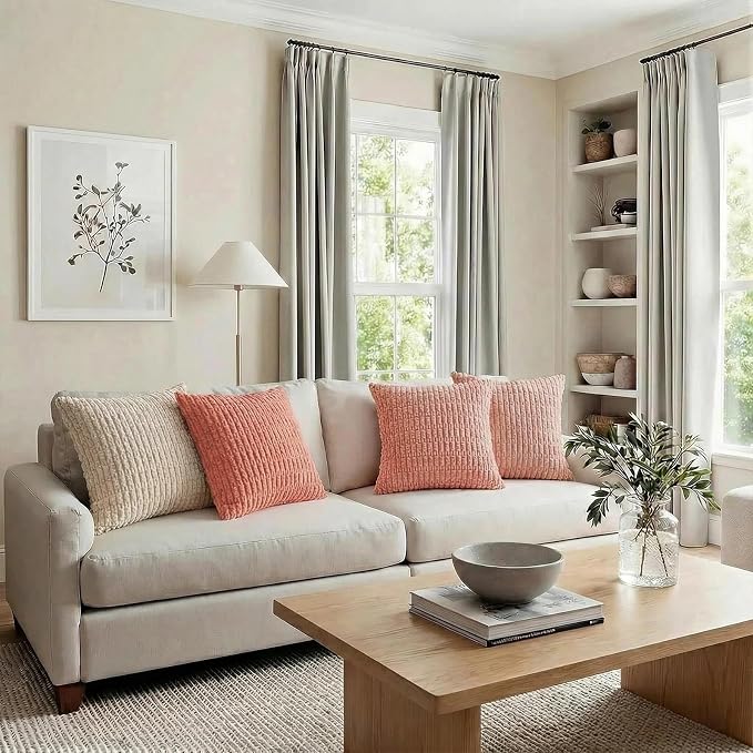 Fancy Homi 4 Packs Blush Pink Decorative Throw Pillow Covers 20x20 Inch - Image 6