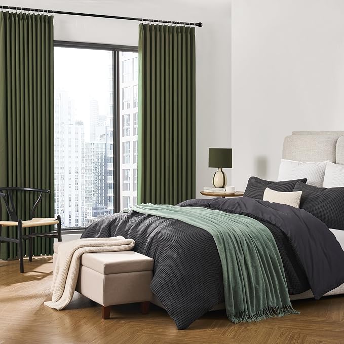 96 Inch Curtains with Pinch Pleat, Warm Cold Blocking Block Out Room Darkening - Image 3
