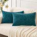 MIULEE Pack of 2 Dark Teal Throw Pillow Covers 12x20 Inch Soft Chenille Lumbar by MIULEE