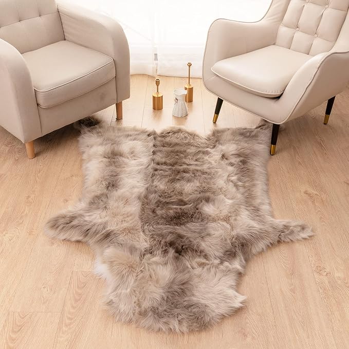 Carvapet Soft Fur Rugs Fake Reindeer Hide Area Rug Fluffy Faux Fur Carpet - Image 2