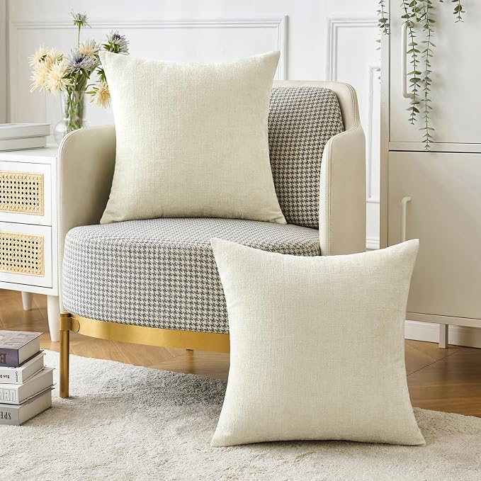 MIULEE Pack of 2 Cream Throw Pillow Covers 20x20 Inch Soft Polyester Pillow - Image 5