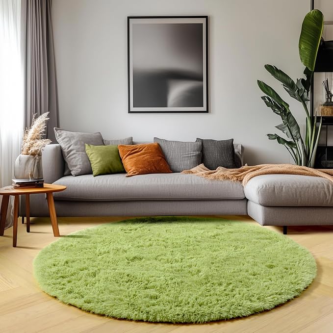 ONASAR Grass Green Round Area Rug 4ft, Soft Bedroom Circle Rugs Floor Mat - Image 8