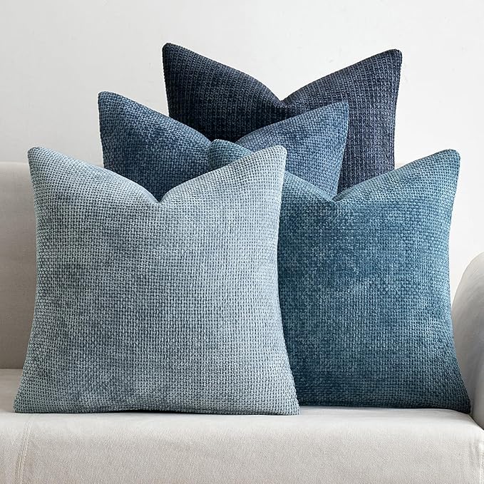 MIULEE Pack of 4 Couch Throw Pillow Covers 22x22 Inch Neutral Blue Soft by MIULEE