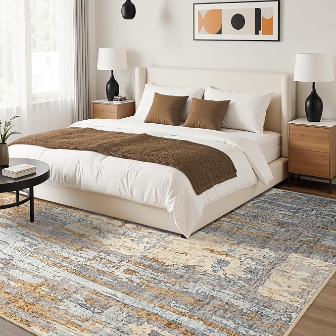 Toneed Abstract Area Rug Modern Washable Rug Soft Non Slip Rug Low Pile - Image 3