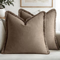 MIULEE Decorative Throw Pillow Covers Neutral Linen Fringe Throw Pillows Set of by MIULEE
