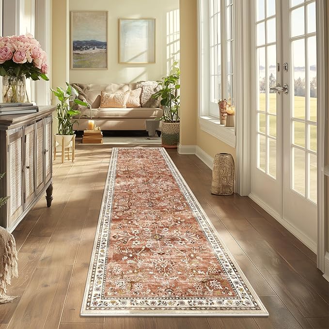 Yamaziot Washable Runner Rug 2x8 – Non Slip Boho Floral Hallway Runner Rug - Image 3