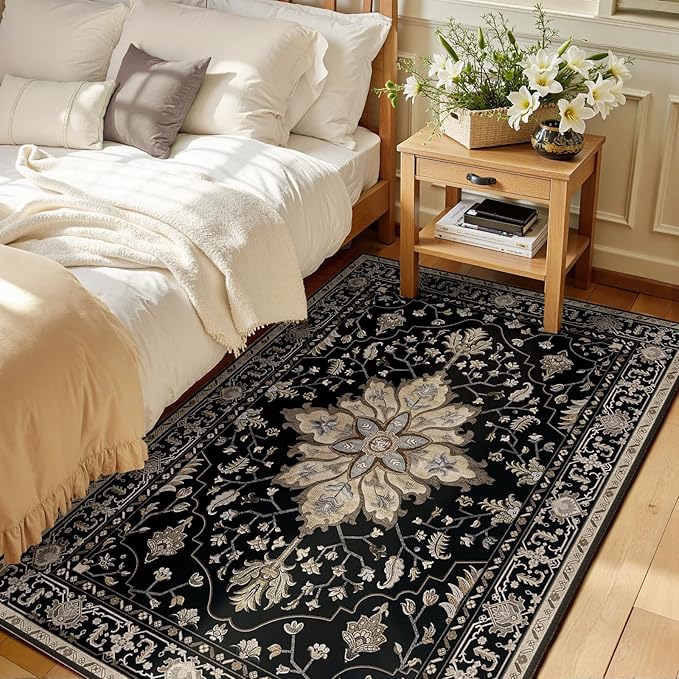 RELEANY Area Rugs 3'x5' Washable Non-Slip, Floral Vintage Distress Print - Image 2
