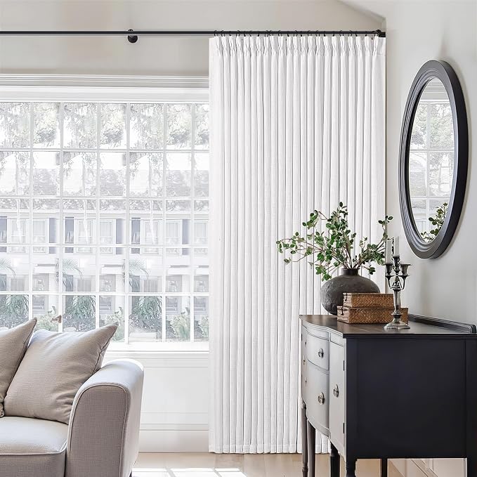 Extra Long Pinch Pleated Linen 120 Inch Curtains 2 Panels Set Snow White | - Image 7