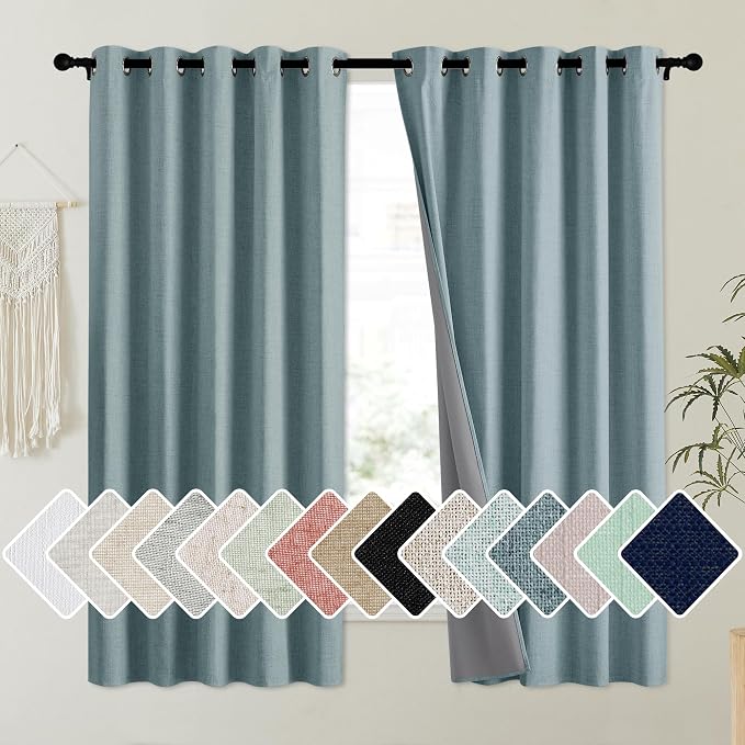 NICETOWN 100% Absolutely Blackout Linen Curtains by NICETOWN