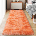 Soft Runner Rugs for Bedroom Hallways, 2x6 Tie-Dyed Orange Fluffy Shag Throw by Ailyei