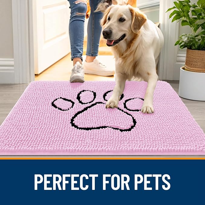 OLANLY Dog Door Mat for Muddy Paws 36x24, Paw Print Design, Absorbs Moisture - Image 6