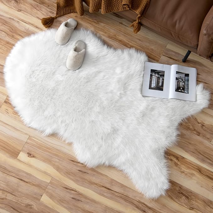 MIULEE Luxury Super Soft Fluffy Area Rug Faux Fur Plush Large Sheepskin Rug - Image 6