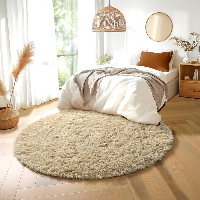 Amdrebio Beige Round Area Rug 4Ft - Image 4