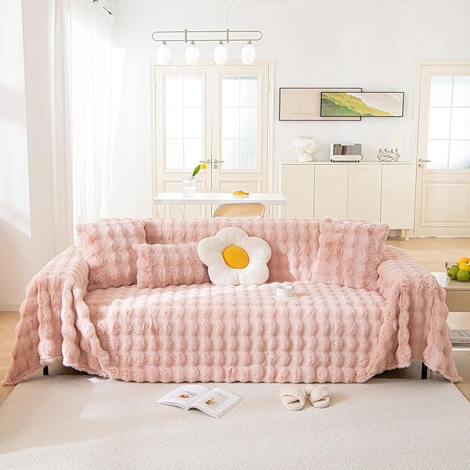 HANDONTIME Faux Fur Plush Sofa Covers by HANDONTIME