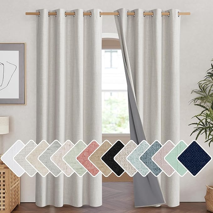 NICETOWN Snowbound Vintage Linen 100% Blackout Curtains by NICETOWN