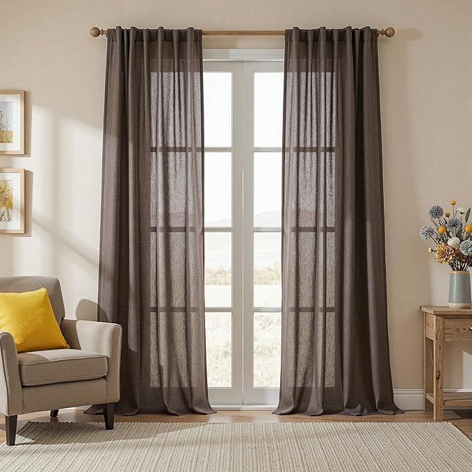 MYSKY HOME Dark Brown Curtains 96 Inches Long by MYSKYHOME