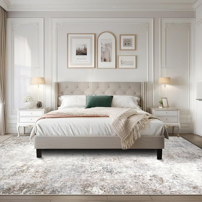 Beige Grey Washable Rugs 9x12 Area Rugs - Image 7
