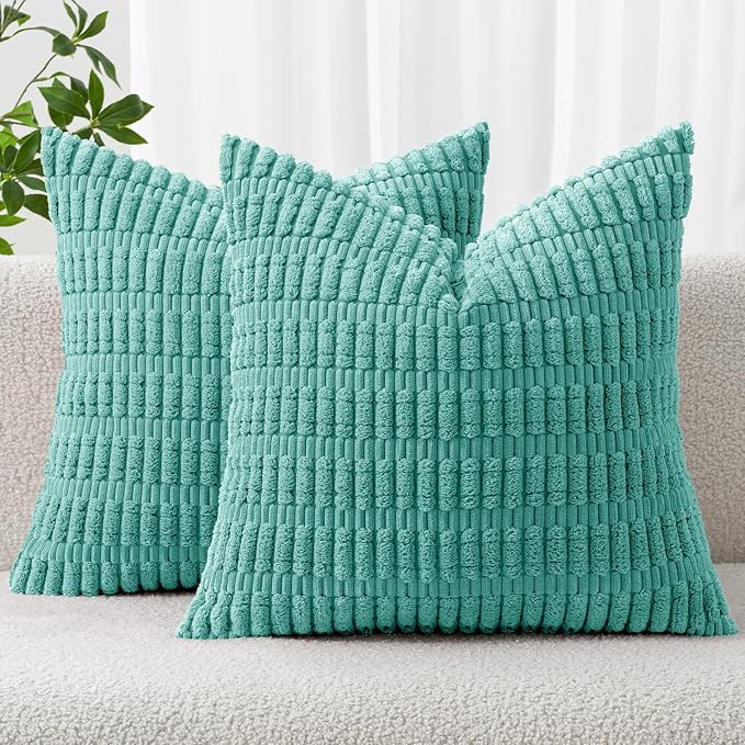 MIULEE Pack of 2 Corduroy Decorative Throw Pillow Covers 18x18 Inch Soft Boho by MIULEE