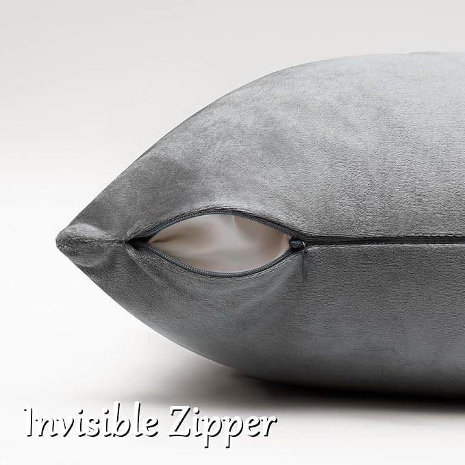 GIGIZAZA Dark Grey Velvet Throw Pillow Covers 24x24 Pack of 2 | Decorative - Image 4